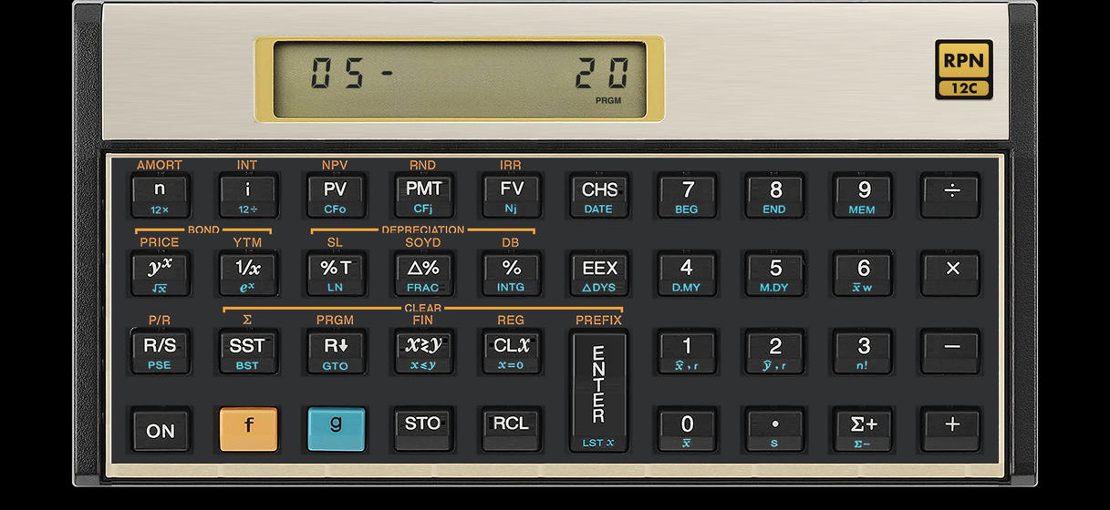 A short program keyed in, in program mode, on RPN 12C