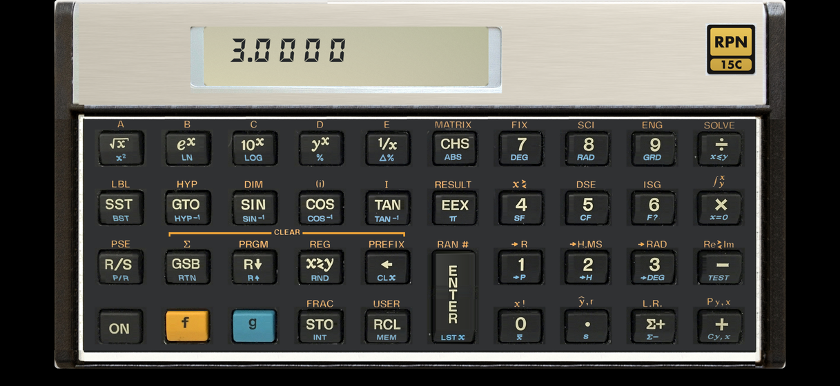 Matrices on RPN 15C: the determinant of a 3 × 3 matrix, 3.0000