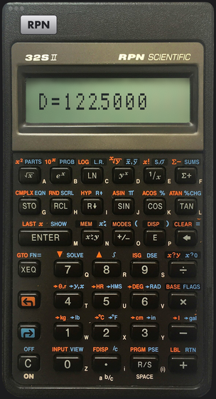 HP 32SII RPN scientific calculator on macOS: the RPN 32sII window, shaped like the calculator