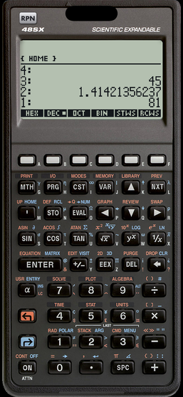 HP 48SX emulator on iPhone: RPN 48 running the 48SX ROM