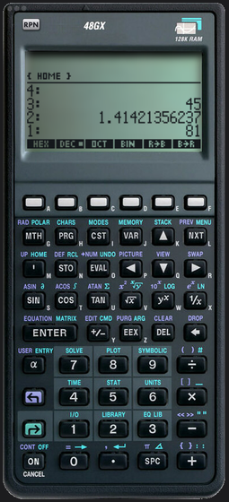 HP 48GX emulator on macOS: the RPN 48 window